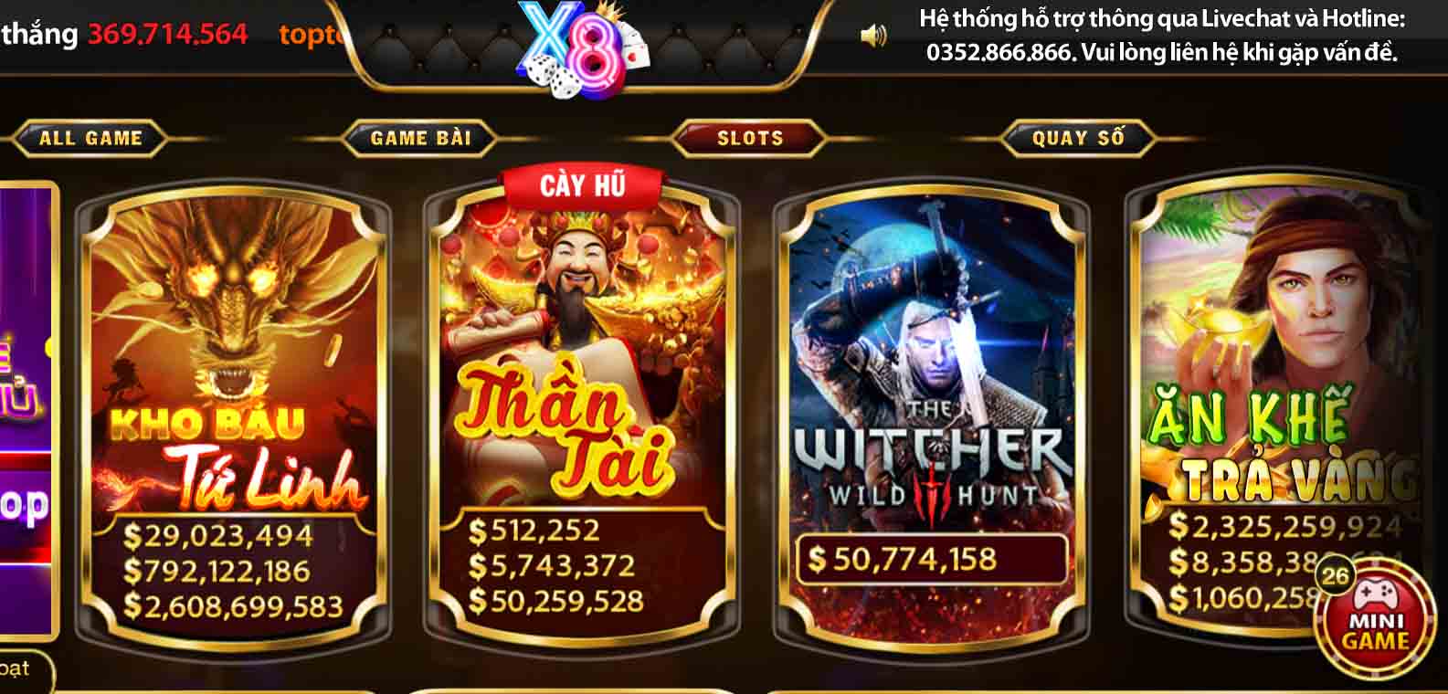 X8 club có nhiều slot game hấp dẫn